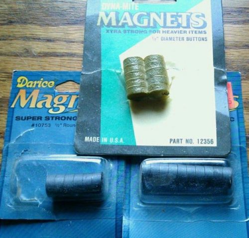 Dyna-Mite &amp; Darice magnets. 1 ripped and 1 opened 1/2&#034; round 26 total pcs