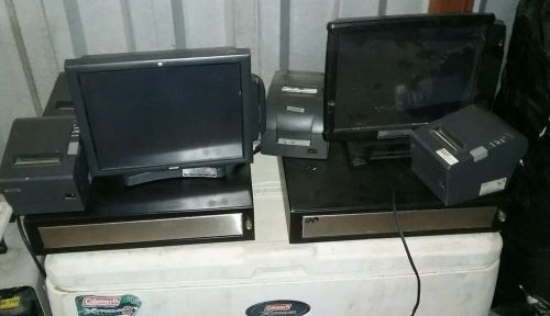 2 pos systems with cash drawers and printers