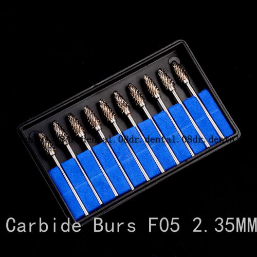 10pcs Dental Lab Polisher Drills Assorted Tungsten Steel Carbide Burs F05 2.35MM