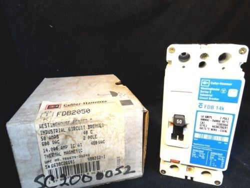 CUTLER-HAMMER (NEW) CIRCUIT BREAKER * TYPE FDB2050 * AMP 50 * VAC 600 * POLES 2