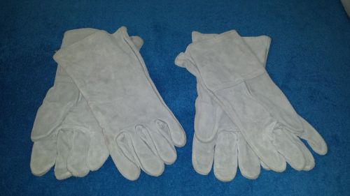 NEW - 2 PAIR - LEATHER WELDERS WELDING GLOVES GRAY - 2 PAIR