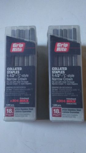 2 ea. GRIP RITE, 1-1/2 in., Stainless Steel, Narrow Crown Collated Staples,
