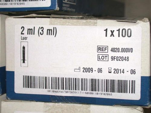 Qty of 600 NOS Norm-Ject Luer 2 mL 4020.000V0 plastic syringe NO needles FREE SH