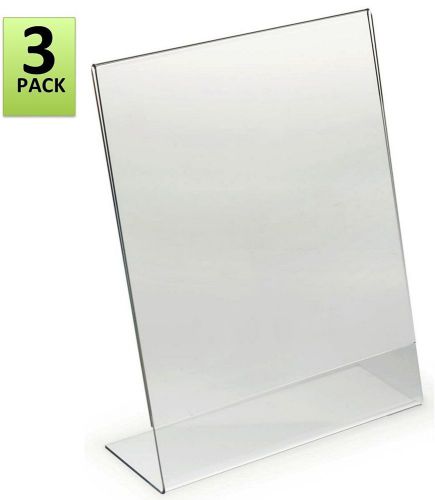 8.5 x 11-Inches Slant Back Acrylic Sign Holder Ad Frame, Clear, Pack of 3 (8....