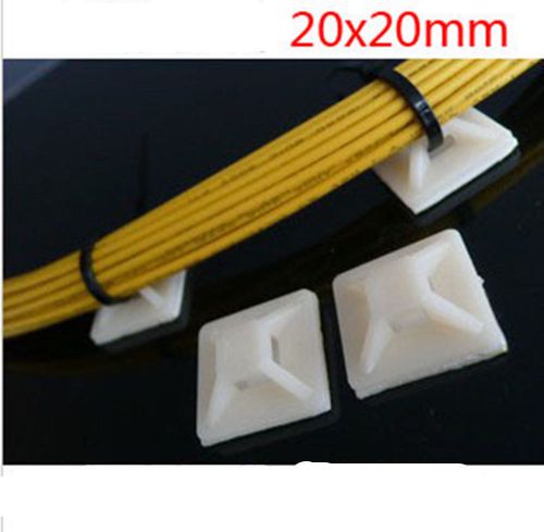 100pcs white self adhesive cable zip tie mount base holder clip bracket square for sale