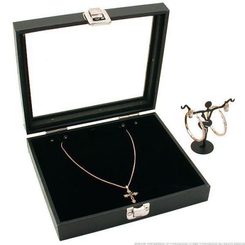 Glass top jewelry earring display case velvet insert for sale