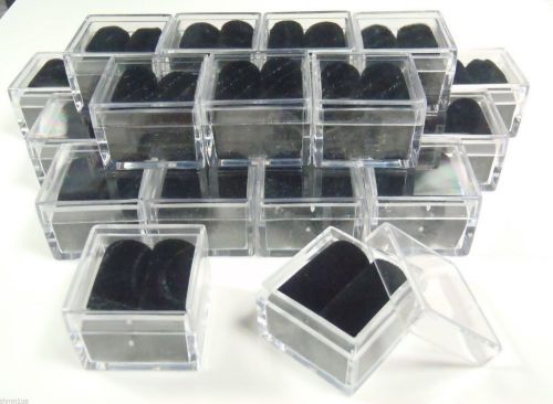 25-pc 1x1 Square Acrylic Gem Box/Jar Black insert storage display gemstone