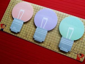 3X Bulb Shape Sticky Notes Self Stick Bookmark Post-it Memo Pad Colorful Paper A