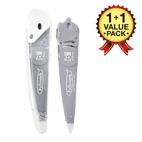 Fullmark model j refillable correction tape grey- 1+1 pack (0.2&#034; x 236 inches) for sale