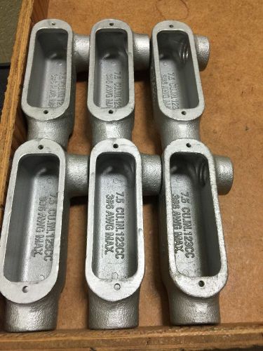 6 New Crouse Hinds 21 LL 75M Form 5, Conduit Bodies, 3/4&#034; Loc 22C