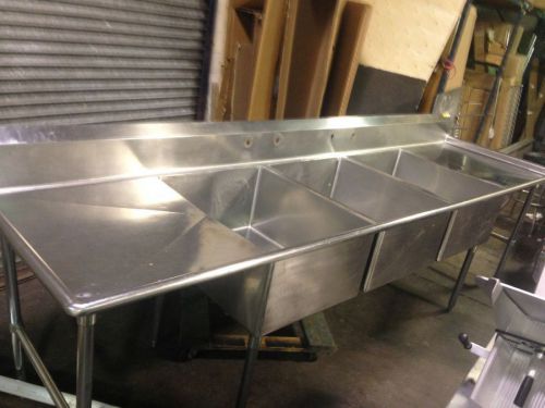 3 compartment bakers sink w/ drainboards 131&#039;&#039; heavy duty stainless commercial for sale