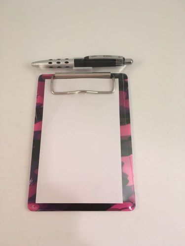 Staples mini magnetic clipboard, purple &amp; pink  camo w/ mini retractable pen for sale