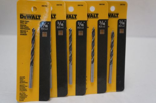 5 Pack of DeWALT DW1704 3/16 in. Steel Brad Point Drill Bit