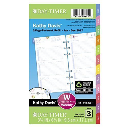 Day-Timer Planner Refill 2017, 2 Page Per Week, 3-3/4 x 6-3/4&#034;, Portable Size,