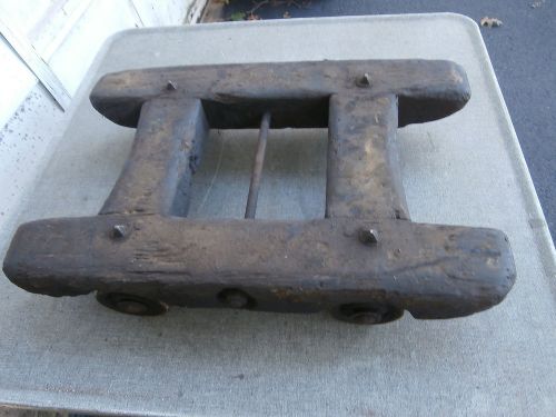 ANTIQUE WOODEN WOOD CAST IRON WHEELS CART DOLLY  STATIONARY ENGINE HIT MISS