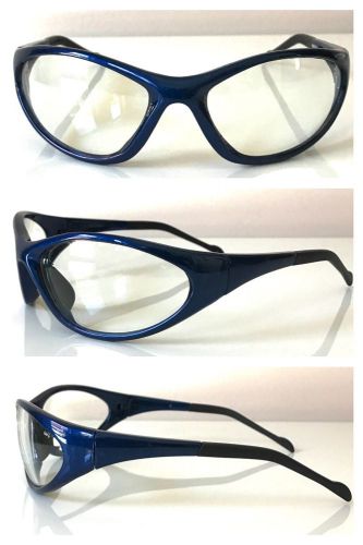 (2 pair) global vision blue - clear lens - reflex safety glasses ansi z87.1+ for sale