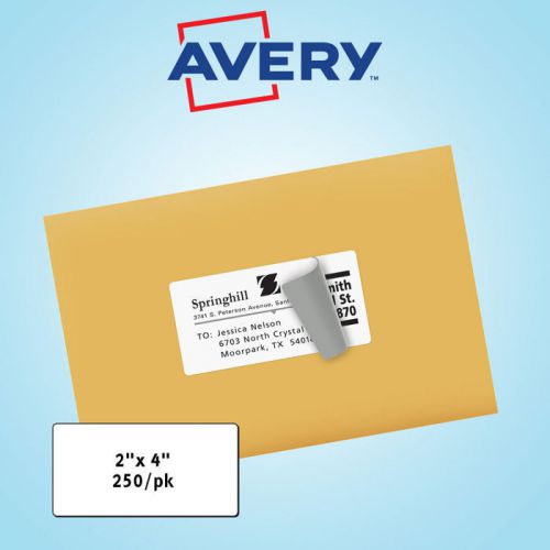 Avery laser mailing labels 2&#034; x 4&#034; white 250ct for sale