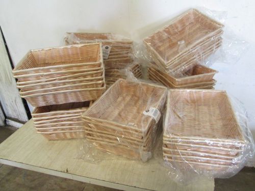 LOT OF (48) NEW &#034;TABLECRAFT COMMERCIAL NATURAL RECTANGULAR HANDWOVEN BASKETS