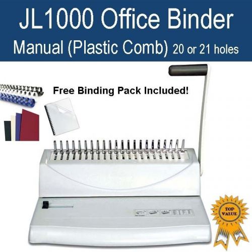 New office plastic comb binder / binding machine jl1000 (+ free binding pack!) for sale
