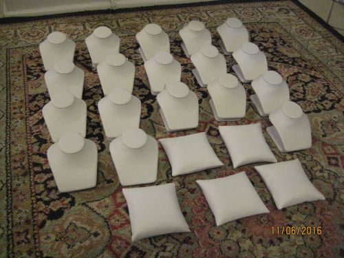 Lot 110 ~ 23 White Faux Leather Pendant Jewelry Display Components
