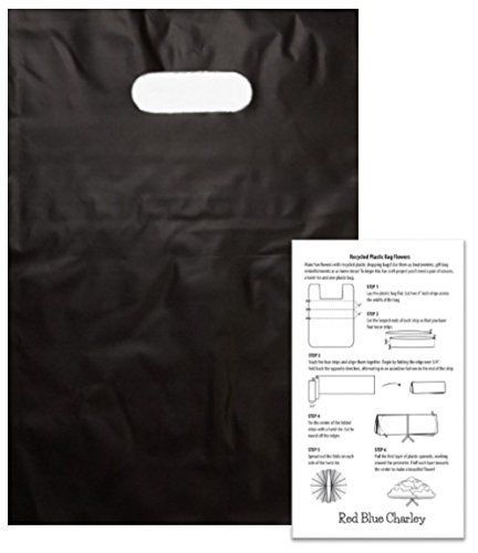 Red Blue Charley 100 Black 9x12 Die Cut Handle Plastic Bag 2.25 mil with