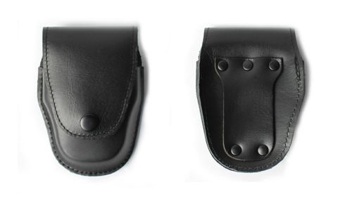 CA Black Leather Cuff Case Single Snap Handcuff Case Police Belt attachable Safe