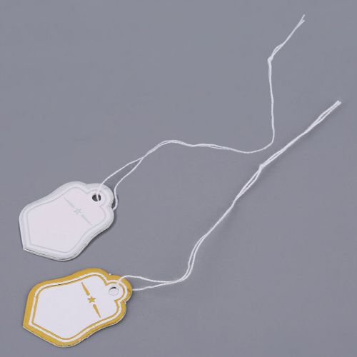 Rhombus Shape 100 Pcs Price Tags With String Silver/Golden Star Cloth Label BE
