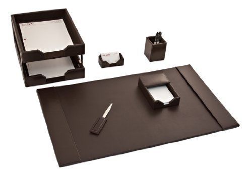 Dacasso Dark Brown Bonded Leather Desk Set, 8-Piece