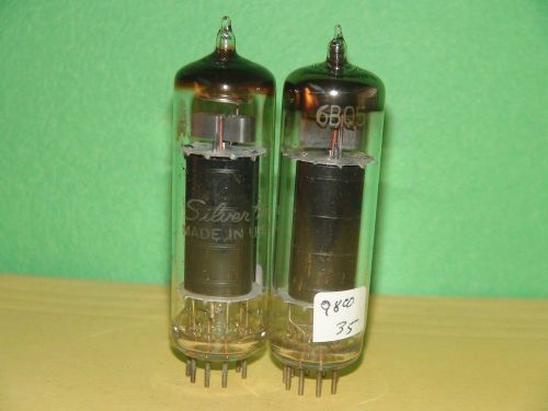 Matched Pair Sylvania 6BQ5 EL84 Vacuum Tubes Black Plates   Strong 9800 9200