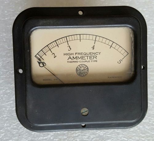 ANTIQUE Vintage FISCHER HIGH FREQUENCY AMMETER THERMO COUPLE TYPE GAUGE 441