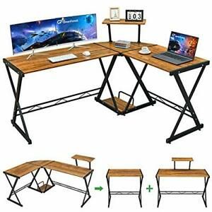 GreenForest L Shaped Desk 58” Reversible Corner Computer Desk with Movable Sh...
