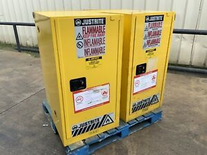 Lot of four 4 Justrite Sure-Grip EX Flammable Liquid Storage Cabinet 15 Gallon A