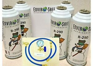 EnviroSafe Refrigerant, R290, Five 8 oz. Cans, 9992 Refrigeration Gauge Set