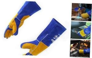 16 Inches,932, Leather Forge/Mig/Stick Welding Gloves Heat/Fire 16 INCH Blue