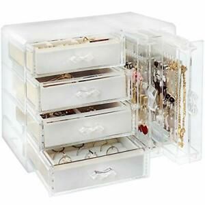 Acrylic Jewelry Organizer Box Clear Earring Holder Jewelry Hanging Boxes with...