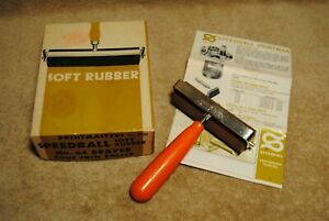 Vintage Soft Rubber Speedball Roller &amp; Box Printmasters No. 4126 Brayer No. 64