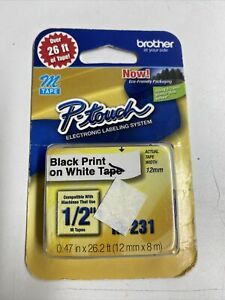 P-Touch Brother M231 Black Print on White 1/2&#034; Label Tape, new, free shipping