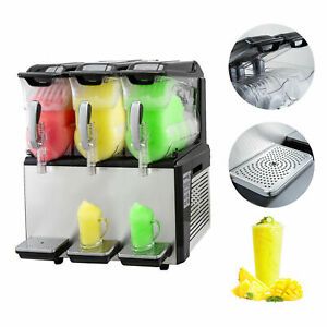 Commercial Slush Frozen Drink Machine Juice Dispenser 3 Tanks Ice Maker 30L
