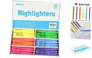 Highlighters, Chisel Tip, Assorted Fluorescent, 96 Count Classpack