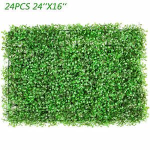 Artificial Boxwood Panel Hedge Decor 24 PCs 24x16 Inch Privacy Fence Panel Grass