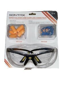 Sontax Safety Glasses and Earplugs Combo Pack