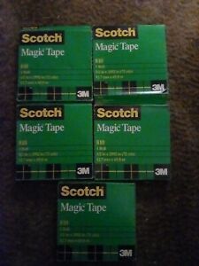 Lot of 5 Scotch Magic Tape 810 Jumbo Rolls by 3M 1/2&#039;&#039; X 2592&#039;&#039; Vintage