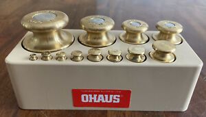 Ohaus 12 pc Brass Scale Weights 1-500 grams with Storage Rack