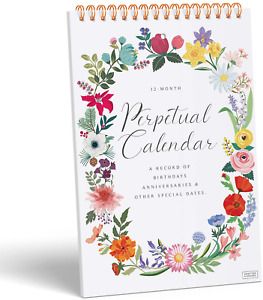 Sweetzer  Orange Perpetual Calendar. 12 Month Office or Family Wall Calendar. 6