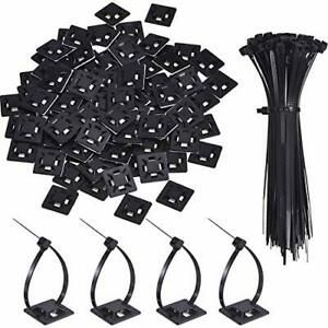 100 Pack Zip Tie Adhesive Mounts Self Adhesive Cable Tie Base Holders with Multi
