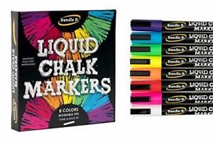 Liquid Chalk Markers - 8 Vibrant colors erasable non-toxic water-based revers...