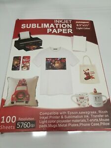 Sublimation Paper 100 Sheets 8.5 x 11 Inches for Any Inkjet Printer for T-shirts