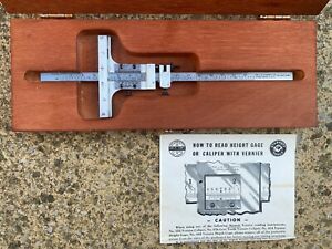 STARRETT No. 448 Vernier Depth Gauge 6 inch Ex MOD Armorer Case and Instructions