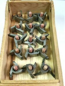 Shaper Bit Cutter 15 pc Set, 1/2&#034; Shaft, Vintage Owl Wood Storage Box, Router