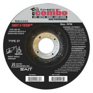 UNITED ABRASIVES-SAIT 22336 Cutting Wheel,T-27,6x.095x7/8,Ztech,PK25